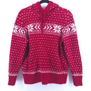 American Eagle Heritage Softest Sweater Retro Red Snowflake Nordic Hoodie S